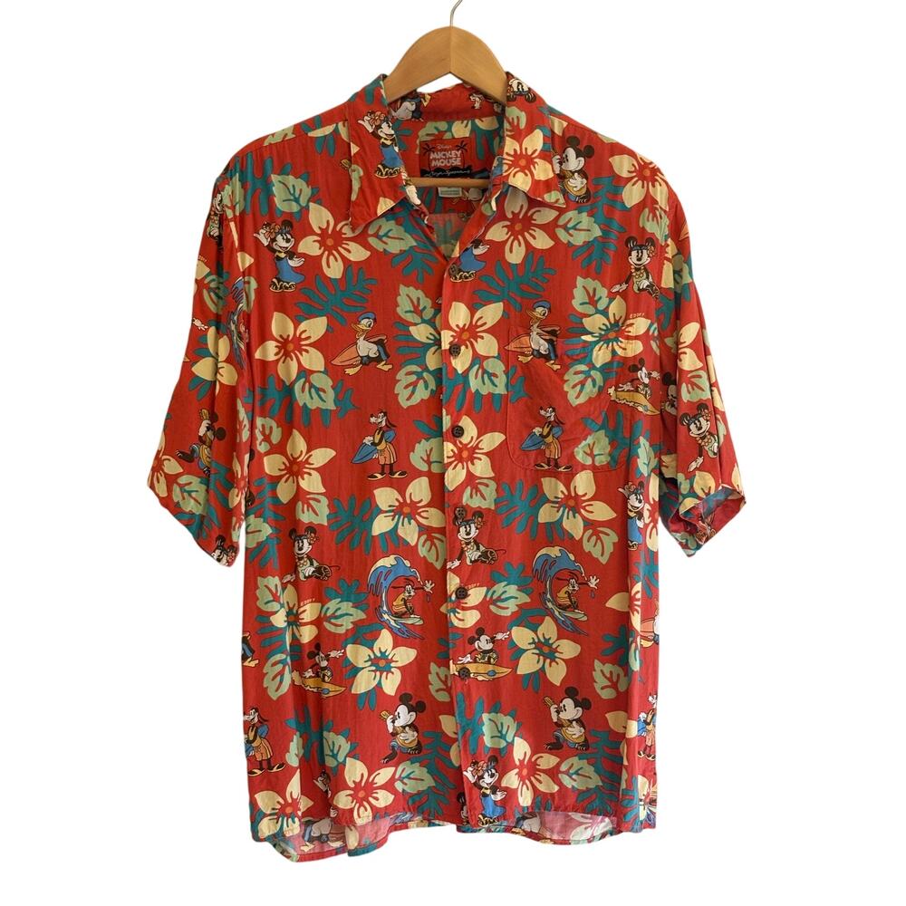 VTG REYN SPOONER Mickey Mouse Hawaiian Shirt | Disney Surf Tiki Retro | LARGE